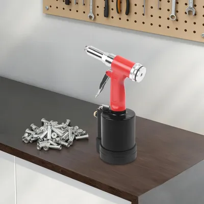 Immagine prodotto di Pistola pneumatica per ribadatura cieca - Attrezzo per ribadatura ad aria compressa - Forza di trazione: 1300 kgf - Corsa: 16 mm - Pressione di esercizio: 90–120 psi - Adatta per ribadature da 3,2 a 6,4 mm - Colore: rosso