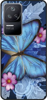 Produktbild von König Design Hülle kompatibel mit Xiaomi Poco F4 Kunststoff Soft Handyhülle - Handy Case Schmetterling Blau