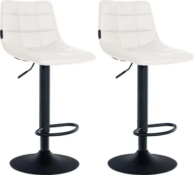 Produktbild von CLP 2er Set Barhocker Jerry Kunstleder höhenverstellbar und 360 drehbar | Farbe weiß Gestell Farbe schwarz