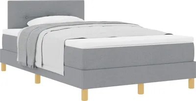Produktbild von Boxspringbett mit Matratze Hellgrau 120 x 200 cm Stoff
