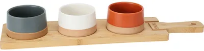 Immagine prodotto di Excellent Houseware set da portata 4 pezzi, Vetroceramica/bambù, 9,5x4,5 cm, multicolore