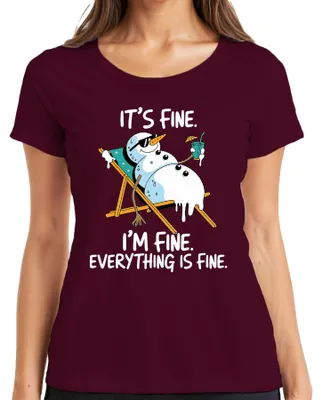 Productafbeelding van "Het gaat goed, alles is goed" - Dames T-shirt, bordeauxrood, maat S