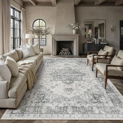 Image de Tapis de luxe, dimensions 200 x 300 cm, couleur gris