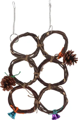 Produktbild von Vogel-Hängeschaukeln, Spielzeug aus Holz, Papageienschaukel, Kreisring, Kletternetz mit Glocken, 6 Ringe