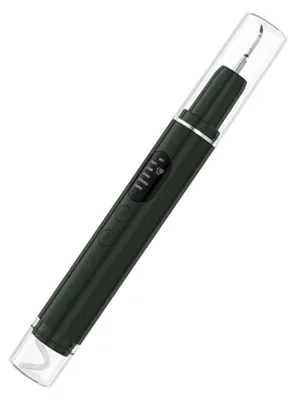 Produktbild von INF Ultraschall-Zahnsteinentferner – Wiederaufladbarer Ultraschall-Zahnreiniger mit UV-Sterilisation, IPX7, LED, 2 spitze + 2 flache Edelstahlaufsätze Grün