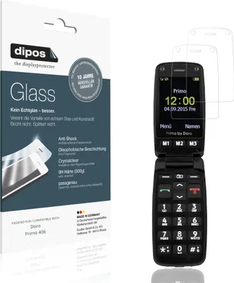 Produktbild von 2x Schutzfolie für Doro Primo 406 - Anti-Shock 9H Folie dipos Glass Kunststoffglas