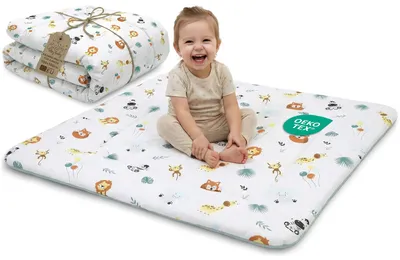 Productafbeelding van Kruipmat voor baby, 100 x 100 cm, met vulling – Kruipdeken, speelmat, wasbaar