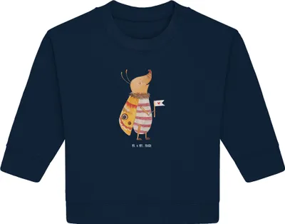 Produktbild von Mr. & Mrs. Panda Organic Baby Pullover Nachtfalter Fähnchen 6. - 12. Monat - French Navy - Geschenk, Spruch Lustig, Süß, Witzig, Käfer, Lustige Sprüche, Bullover