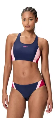 Produktbild von Speedo Colorblock Bikini Damen schwarz chlorbeständig, Farbe:Blau, Größe:40