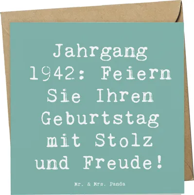 Produktbild von Mr. & Mrs. Panda Klappkarte Spruch 1942 Geburtstag - Meeresbrise - Geschenk, anlasskarte, doppelkarte, Jahrgang, Glück, feiern, Geburtstagsgeschenk, Grußkarte, faltkarte