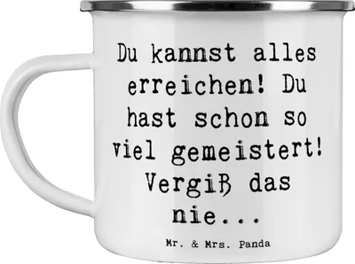 Produktbild von Mr. & Mrs. Panda becher emaille Spruch Selbstvertrauen stärken - Weiß - Geschenk, Teebecher, emaillebecher, Tasse, Motivation, Zitat, Pott, Gefühl, Glauben an sich selbst