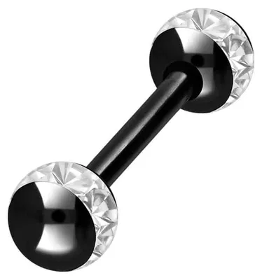 Produktbild von Zungenpiercing, Intim-Piercing Chirurgenstahl Barbell EPOXY-RING-KUGELN Schwarz Stablänge: 12mm