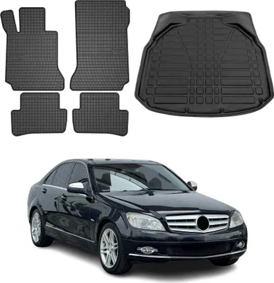 Immagine prodotto di Fußmatten & Kofferraumwanne Set für Mercedes C Klasse W204 2007-2015 Gummi 5x