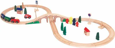 Produktbild von KINDER HOLZ EISENBAHN & FIGUREN Holzzug Holzlokomotive Eisenbahn Zubehör