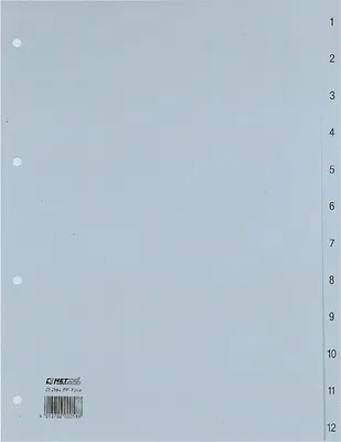 Produktbild von Register A4 PP 1-12 grau Packung mit 20 Stück