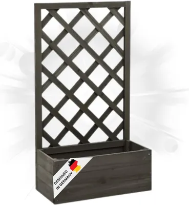 Produktbild von DELUKE® Rankkasten Gartenspalier MINO grau | 90x50x25cm | Spalier mit Blumenkasten mit Rankgitter Rankhilfe mit Pflanzenkasten Blumenkübel Pflanzgefäß