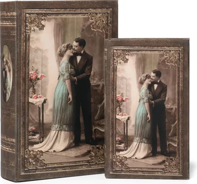 Image de Moritz Lot de 2 coffres-forts faux livres Décoration homme et femme Cadre photo vintage Livre Safe Box Boîte à livres Pochette à argent