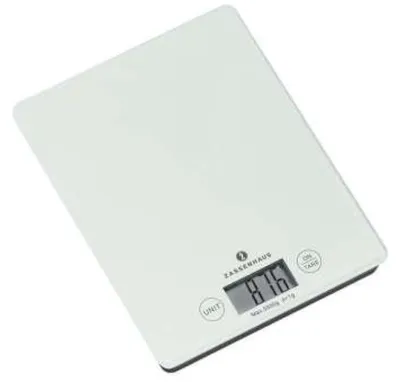 Digitale Küchenwaage, weiß, 5 kg, 1 g Genauigkeit, LCD, Tara