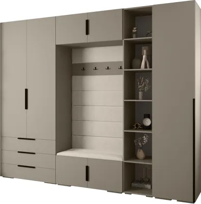Produktbild von MEBLE KRYSPOL Inova 1 Möbelset Garderobe, 236,7x290x47cm - Kaschmir, Manila 02, Schwarz