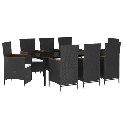 Produktbild von vidaXL 9-tlg. Garten-Essgruppe mit Kissen Schwarz