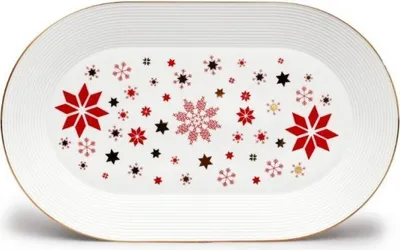 Obrázek produktu pro Thun 1794 Mísa oválná, 38 cm, Lea, vánoční červené vločky, zlato, Thun