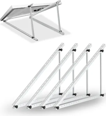 Obrázok produktu pre 45Zoll Držiak solárneho panelu, 4 kusy, držiak solárneho modulu, nastaviteľný 0-90° 114 cm, sada na pripevnenie solárneho modulu, FV montážne systémy