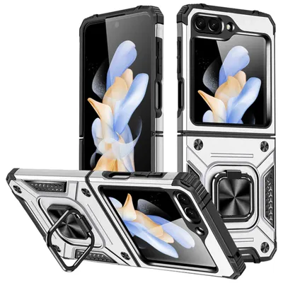 Obrázek produktu pro Pouzdro na mobilní telefon Samsung Galaxy Z Flip5 5G Armor s magnetickým kroužkem, stříbrné