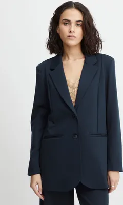 Produktbild von ICHI IHKATE SUS OVERSIZE BL Damen Blazer Longblazer Jacke Long-Blazer mit Knöpfen Stretch und Reverskragen