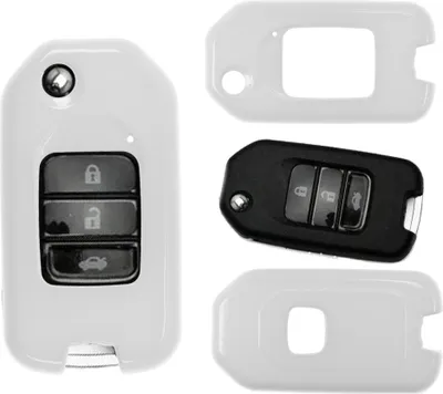 Produktbild von Auto Schlüssel Kunststoff Hülle ABS Plastik Schutz Cover Weiß kompatibel mit Honda Civic Jazz CR-V HR-V NSX Klappschlüssel