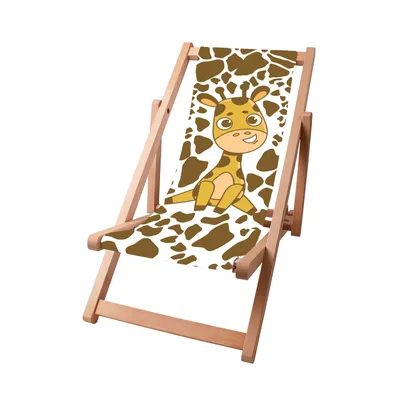 Image de Dreamroots Chaise longue enfant pliable bois, bois de hêtre jusqu'à 130 kg, Chaise longue pliable avec réglage de l'inclinaison du dossier en 3 positions, Giraffina