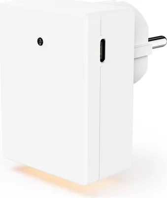 Image de Veilleuse LED pr prise, 1x USB-A, 1x USB-C, capteur crépusc., blc chd