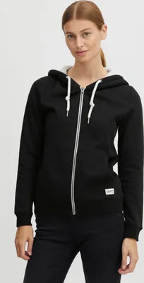Produktbild von OXMO OXBinja Damen Lange Sweatjacke Kapuzenjacke Hoodie mit Teddyfell-Kapuze