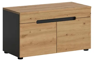 Sitzbank mit Schuhregal, 2 Türen, Artisan Nachbildung, 80x45x37 cm