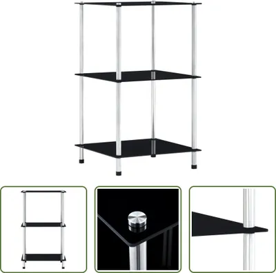 Produktbild von The Living Store Regal mit 3 Ablagen Schwarz 40x40x67 cm Hartglas