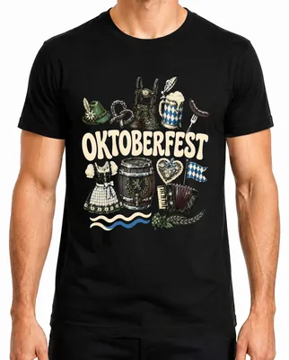Productafbeelding van , Beieren, traditionele kleding, lederhosen, traditioneel shirt, volksfeest, heren T-shirt, zwart, 3XL