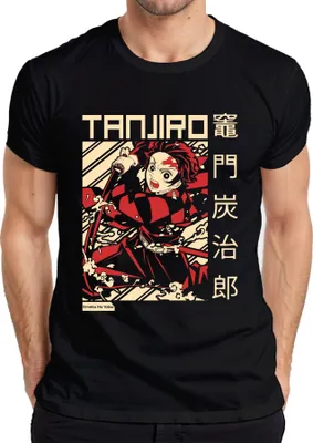 Immagine prodotto di Maglietta Tanjiro Kimetsu No Yaiba Demon Hunter Sword Fire Gift Uomo, Nero, S