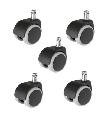 Produktbild von 5x Bürostuhlrollen 10mm Stift Ø50mm Rollen Stuhlrollen Hartbodenrollen Rollenset für Bürostuhl Hartböden und Teppich