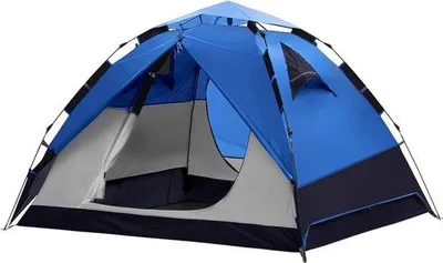 Image de Tente imperméable pour 3-4 personnes, tente, abri, tente à montage rapide, 2 entrées, tente à double paroi pour un montage rapide, tente de festival pour le camping, les voyages, la plage et la randonnée