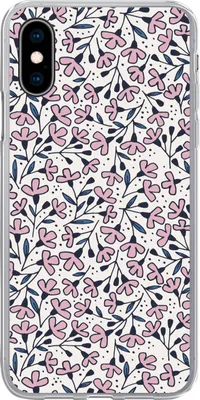 Produktbild von MuchoWow® Handyhülle Schutzhülle Hülle für Telefoonhoesje iPhone X Mädchen - Blumen - Rosa - Muster - Mädchen - Kinder - Mädchen Silikon Softcase Handy Hülle - Handyhülle