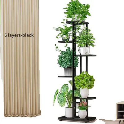Produktbild von Pflanzenständer, Mehrfach-Blumentopfhalter, Innen- und Außenausstellungsorganisator, 6 Schichten-Schwarz