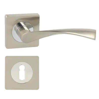 Produktbild von DOMINO Türgriff Drückergarnitur BB-Buntbart Set | Tür-klinke für Zimmertür, Bürotür, Kellertür & Innentür | Aluminium | Chrom/Nickel | ROMANA-QR M6/M9