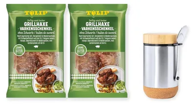 Produktbild von TULIP Grillhaxe ohne Schwarte 2x500g - Vakuumverpackt + Lunchbox