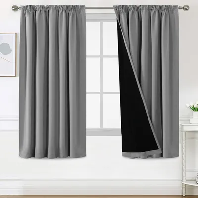 Productafbeelding van Omgoods - 100% Zwarte Outdoorgordijnen - Set van 2, 140 x 175 cm voor Slaapkamer en Woonkamer