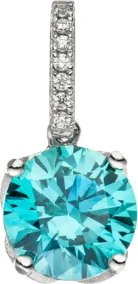 Produktbild von Anhänger mit Zirkonia türkis hellblau blau 925 Silber Halsschmuck für Damen