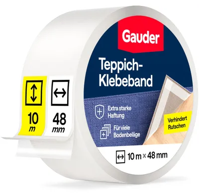 Zdjęcie produktu dla GAUDER Dwustronna taśma do dywanów - Klej do dywanów (10 m x 48 mm)