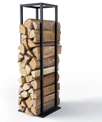 Zdjęcie produktu dla Stojak na drewno kominkowe - Metalowy - 33 x 33 x 112 cm - Czarny - Do wnętrz i na zewnątrz