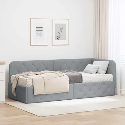 Immagine prodotto di Maison Exclusive - Struttura letto angolare grigio chiaro 80 x 200 cm in tessuto