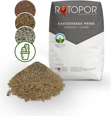 Produktbild von Rotopor Kakteenerde Prime Körnung 0,5-2,5mm Bims Lava Zeolith Bonsai Sukkulenten 25L Sack