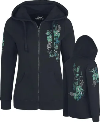 Produktbild von Full Volume by EMP Damen schwarze Sweatshirtjacke mit Print XL