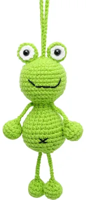 Gestrickter Frosch-Anhänger, 16 cm, grün, für Rückspiegel